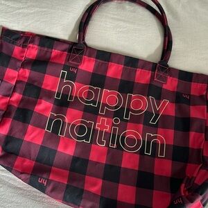 Happy Nation Large Plaid Tote